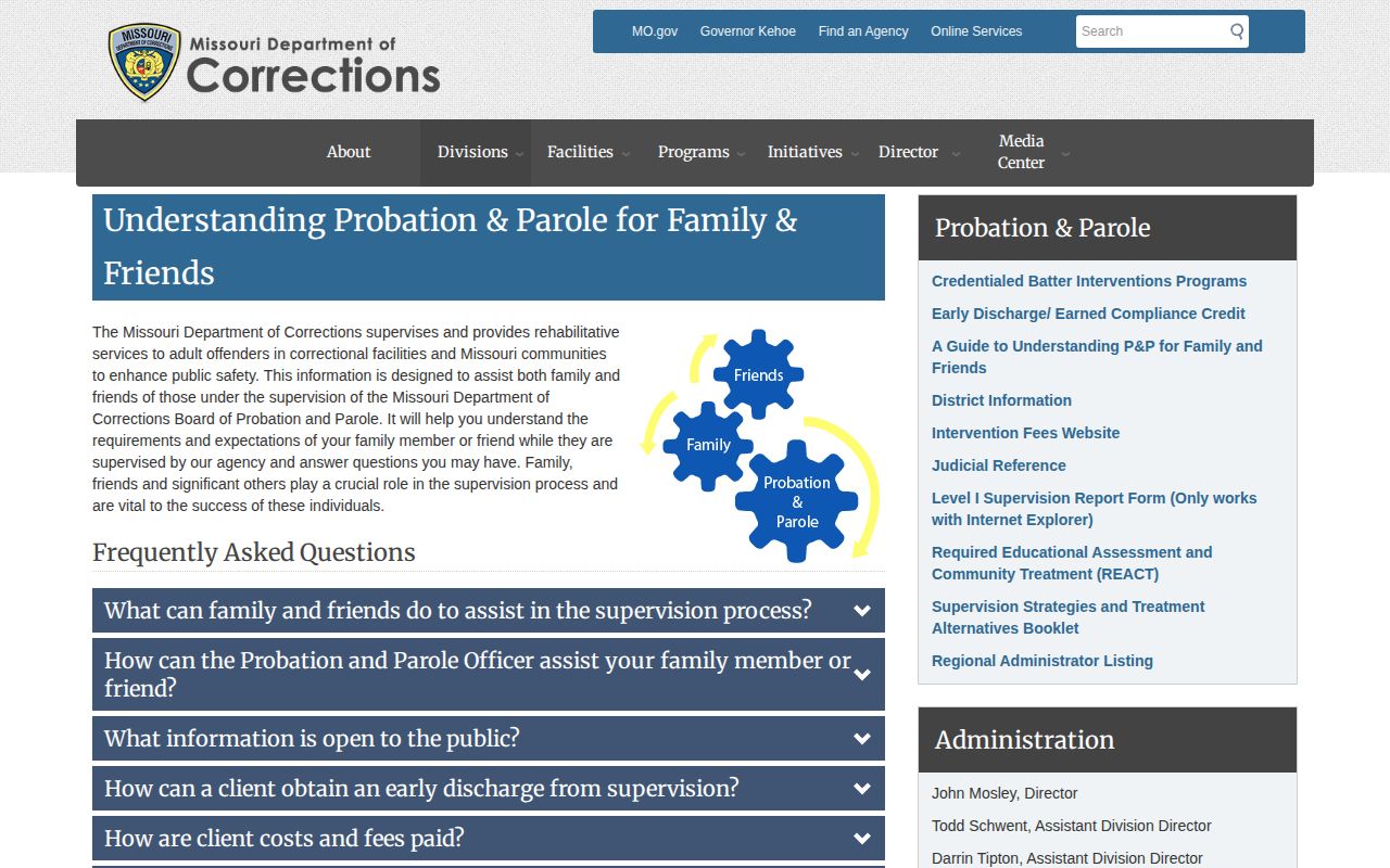 Missouri DOC public supervision facts and verification information for Wayne County cases